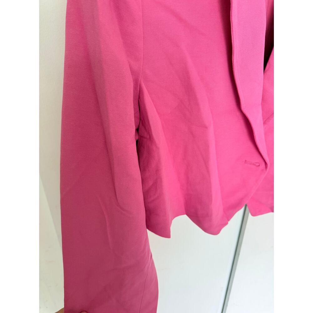 Zara Magenta Pink Cropped Open Front Blazer Size Large - Picture 2 of 7